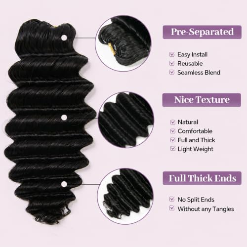 Deep Wave Crochet Hair Extensions 115g 16 Inch Human Hair Knotless Braids