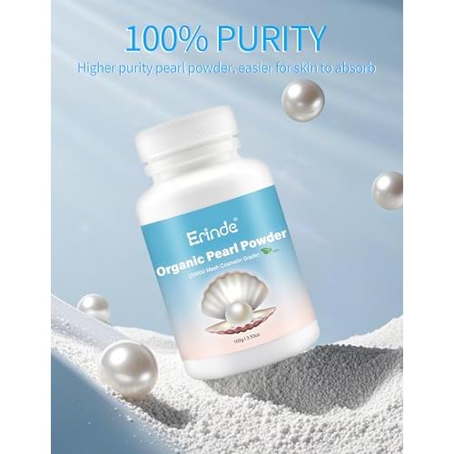 Erinde Freshwater Pearl Powder Organic, 100g 100% Natural Pearl Powder for DIY Face Mask Cream Serums Lotion, Deep Cleansing, Pore-Shrinking, Anti-Aging Facial Mask