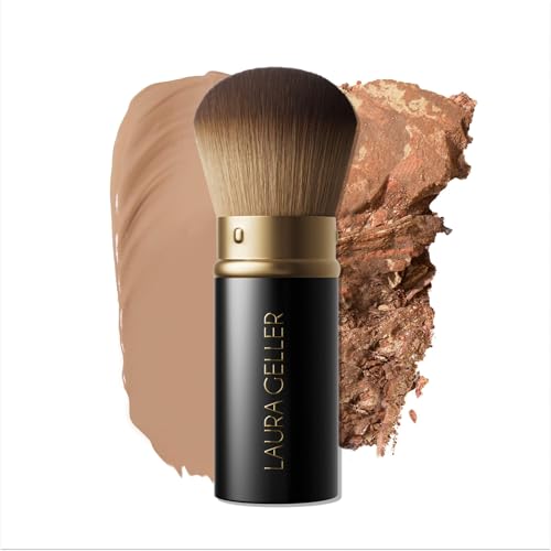 LAURA GELLER Baked Balance-n-Brighten Foundation with Retractable Airbrush Kabuki Brush Makeup Set, Medium (2 PC)
