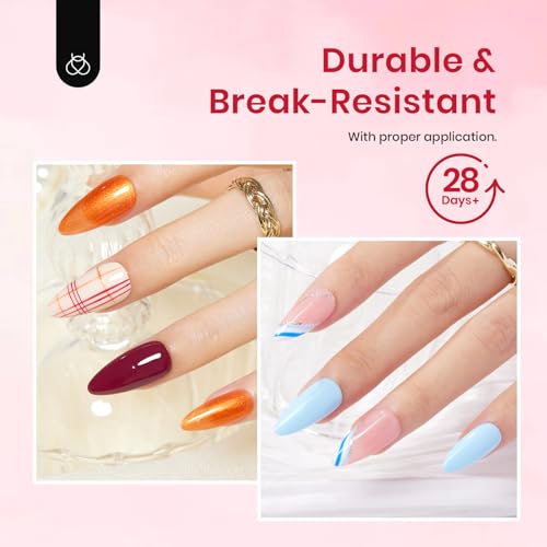 Beetles Medium Almond Clear Gel Nail Tips - 500 Pcs, 10 Sizes, Natural-Looking Extensions