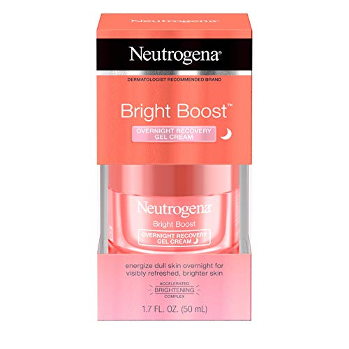 Neutrogena Bright Boost Overnight Recovery Gel Cream with Neoglucosamine, Brightening Nighttime Moisturizer, Oil-Free & Non-Comedogenic, 1.7 oz