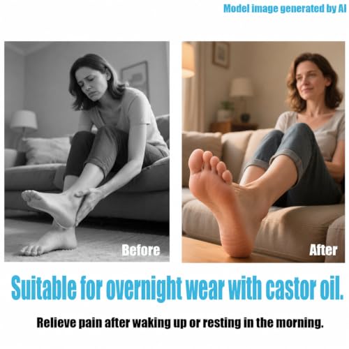 Castor Oil Pack Wrap Heel Socks for Plantar Fasciitis & Cracked Heels - 2 Pairs