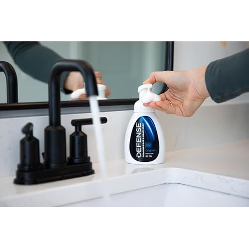 Defense Liquid Foaming Face & Hand Soap 32 Fl Oz Refill with Tea Tree, Eucalyptus, Jojoba, Aloe Vera, Olive & Coconut Oils