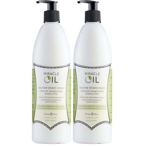 Earthly Body Miracle Oil Shave Cream - Helps Reduce Nicks, Small Cuts & Skin Irritation - With Tea Tree, Hemp Seed & Argan Oils - 100% Vegan, Cruelty Free