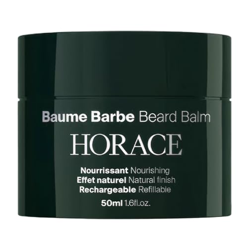 HORACE Beard Balm - Light Hold Beard Nourish for Natural Finish and Easy Rinse - Refillable Balm Jar - Contains Natural Ingredients - No Silicone or Mineral Oils - Vegan, 50?ml