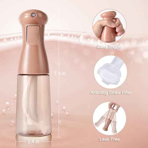 Spray Bottle For Hair, Continuous Mister Empty Spray Bottles, Ultra Fine Mist Water Sprayer for Hairstyling, Cleaning, Plants, Barbers, Salons, Essential Oil Scents - 2 Pack 6.8 OZ, White & Terracotta