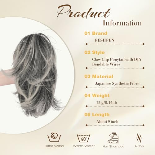 Claw Clip Short Ponytail Extension - Bendable Synthetic Hair