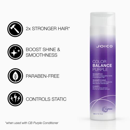 Joico Color Balance Purple Shampoo & Conditioner Set, Eliminate Brassy and Yellow tones, for Cool Blonde or Gray Hair