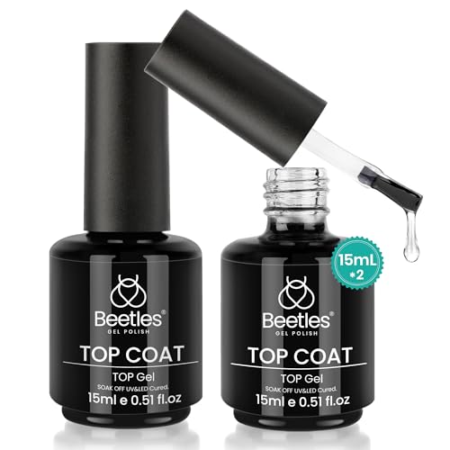 Beetles No Wipe Gel Top Coat 2Pcs 15ml | Glossy Finish