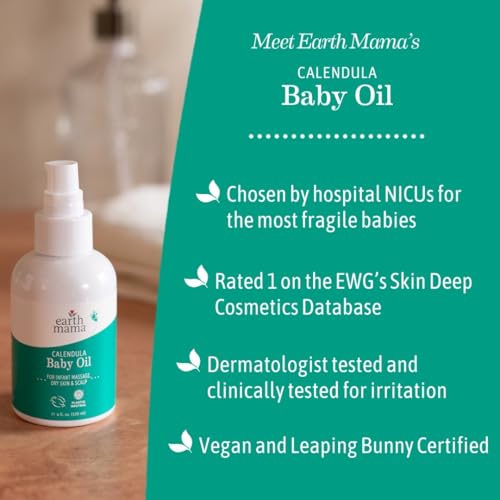 Earth Mama Calendula Baby Oil - Organic Massage Oil for Newborns