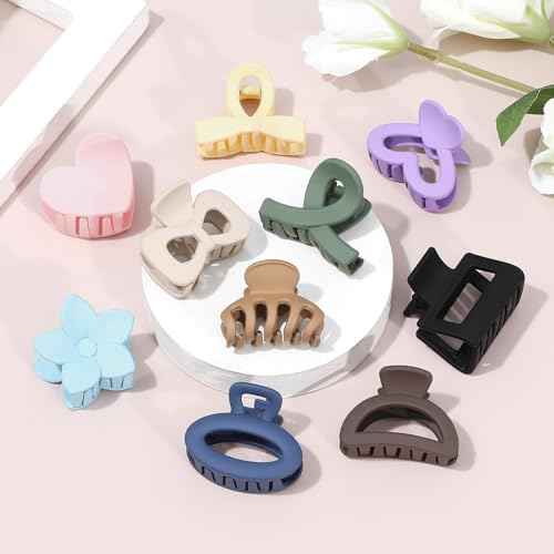 10 Pack Mini Hair Clips 1.5 Inch Small Claw Clips for Women Girls 10 Styles Nonslip Matte Hair Accessories