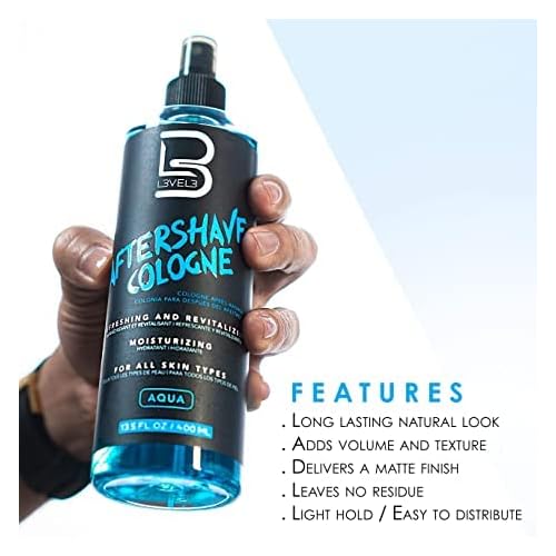 L3 Level 3 After Shave Spray Cologne - Softens Skin - Refreshes and Relieves Face and Skin - Styling Powder Included (Aqua)