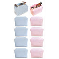 10 Pcs Cotton Quilted Makeup Bags Bulk-Easter Basket Gifts Bulk Bow Stripe Cosmetic Bags Coquette Aesthetic Makeup Pouch with Zipper Travel Portable Bag Preppy Gifts for Women (Blue 5pcs+Pink 5pcs)