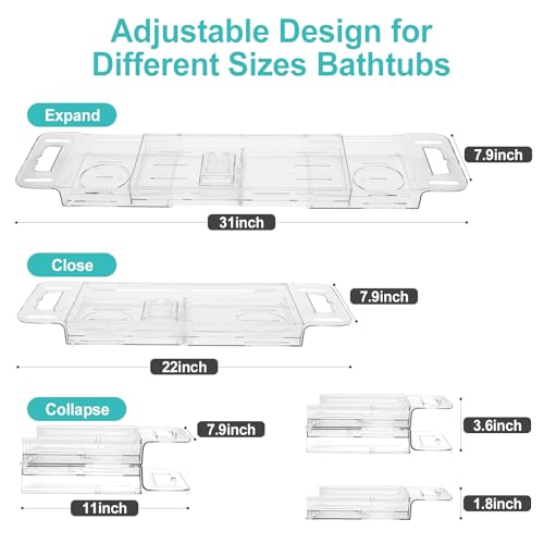Expandable Bathtub Tray Caddy with Tablet Holder
