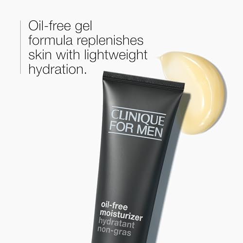 Clinique For Men Oil-Free Hydrating Face Moisturizer With Barley, Sunflower + Cucumber | For Oily Skin Types, 3.4 Fl Oz