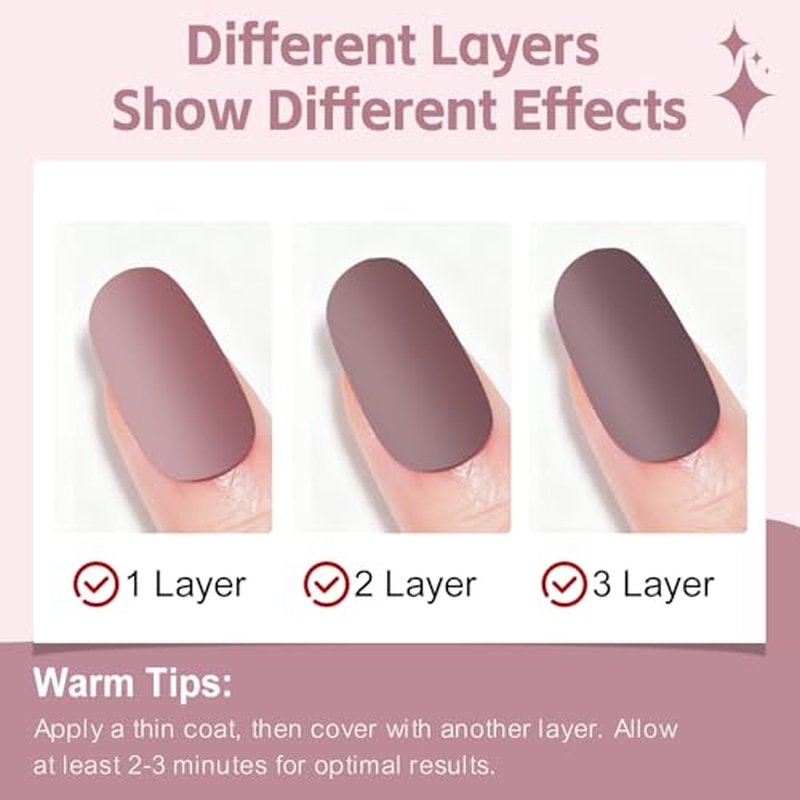 Pink Matte Nail Polish 15ml - Quick Dry Velvet Finish Lacquer
