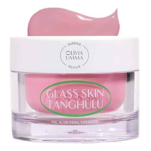 OLIVIAUMMA Glass Skin Tanghulu Fig Pudding Calming Cream - Korean Skin Care Moisturizer Face Cream for Barrier Repair & Hydration - Soothing korean moisturizer with Aloe Vera + Ceramide - 50g