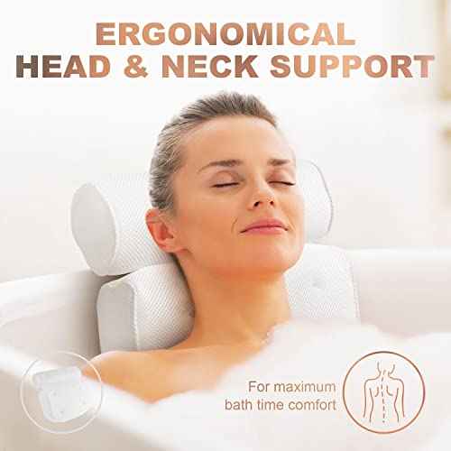 Bath Pillow for Tub, Luxury Bathtub Pillow Back Neck Support Pillow, Relaxing Spa Headrest Cushion for Women Adults Gifts, Must Have Comfort Bathtub Accessories