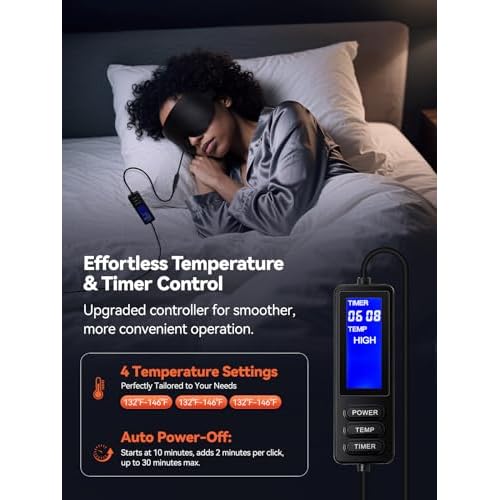 USB Heated Eye Mask for Dry Eyes & Tired Eyes, Warm Compress Therapy with Adjustable Heat & Timer ? Soft Relaxation Mask for Puffiness, Dark Circles, Sleep & Eye Strain Relief