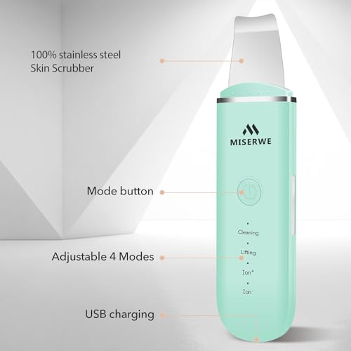 MISERWE Face Skin Scrubber with 4 Modes - Pore Cleaner & Facial Exfoliator