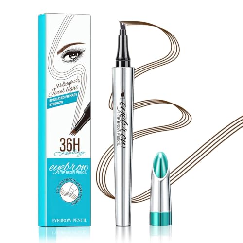 Eyebrow Microblading Pen with 4-Tip Fork - Waterproof Dark Brown