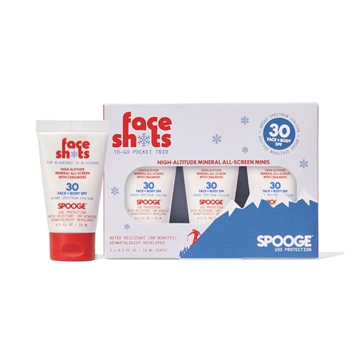 Face Shots High-Altitude All-Screen - Mineral Ski Sunscreen SPF 30 for Winter Sports - Mountain Sunscreen for Snow Sports - Water Resistant 80 Min - Edelweiss + Ceramides + Zinc Oxide - Trio Set