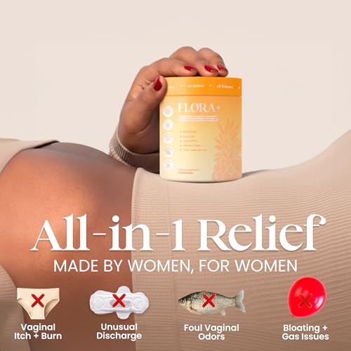 ALLFEAMS Flora+ Vaginal Probiotic Gummies for Women – Pineapple Flavor, 30 Count