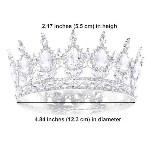 Silver Queen Crown for Women Crystal Tiara for Girl Rhinestone Wedding Headband for Bride Hair Accessories for Costume Birthday Party Prom Gifts