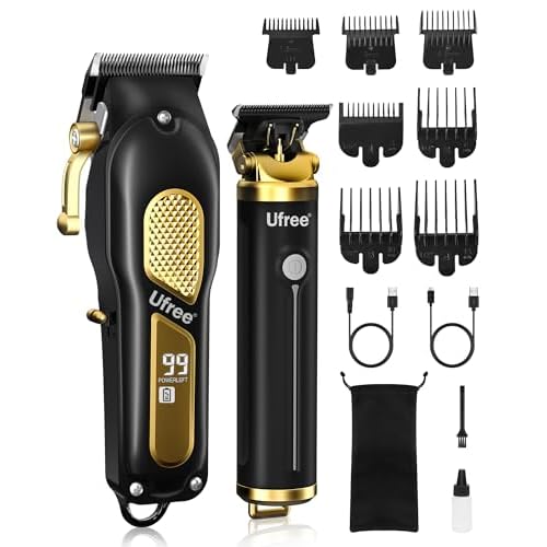 Ufree Professional Cordless Clippers and Trimmers Set for Men for Hair Cutting, Beard Trimmer, Barber Clippers, Rechargeable Electric Shaver, Gifts for Men