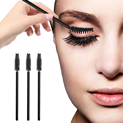 Disposable Eyelash Brushes Pack of 100 - 3.9 Inch Black Eyelash & Makeup Applicators with Adjustable Nylon Head
