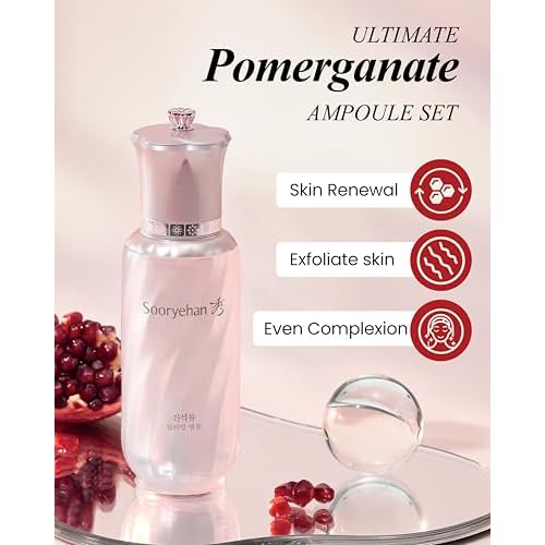 Sooryehan Ultimate Pomegranate Ampoule gift Set (55 ml/1.86 fl oz) - Skin Elasticity, Reduced Wrinkles & Skin Tone Improvement by LG Beauty. Collagen, Elastin, Vitamin C, Propolis,