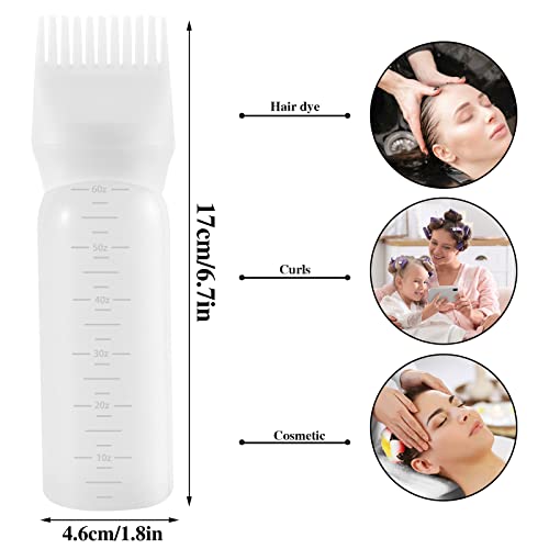 Hair Dye Applicator Bottles - 6oz Root Comb Dispenser (2-Pack)