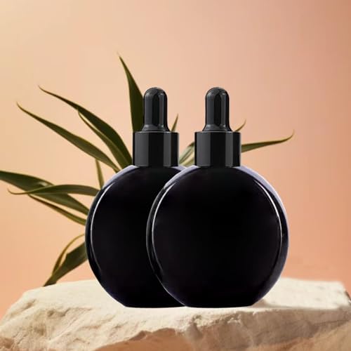6-Piece 2oz Black Glass Dropper Bottles for Essential Oils