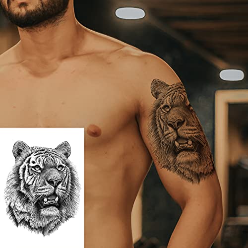 12 Sheets Black & Grey Animal Temporary Tattoos for Men