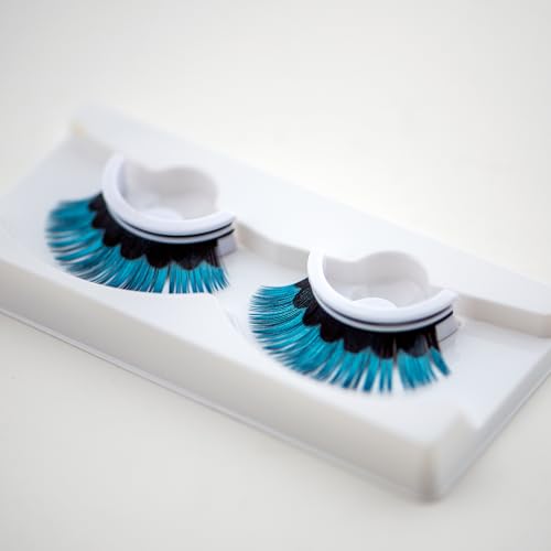 Metallic Teal and Black False Eyelashes with Applicator Tweezers