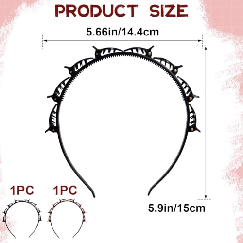 Lekgavd 2-Pack Double Layer Hairpin Braided Headbands with Clips for Women