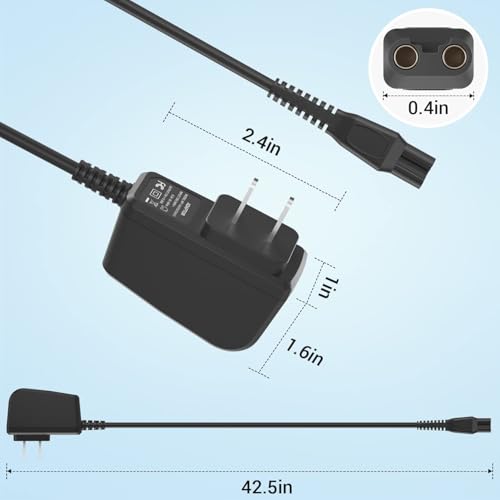 15V Charger Cord Compatible with Philips Norelco HQ8505 3000 5000 6000 7000 9000 Series (Older Model) Multigroom MG5750 MG7750 MG7770 MG7790 Electric Shaver Razor Trimmer Adapter Charging Cord