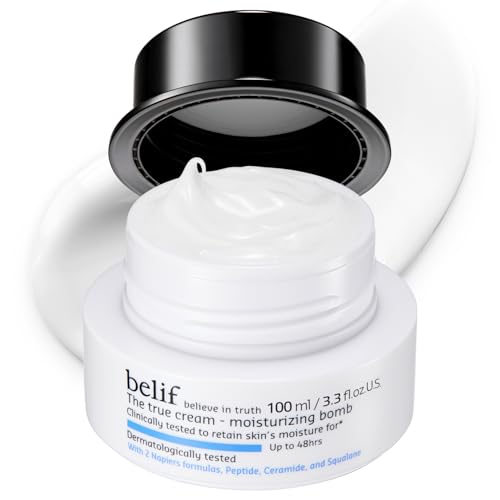 belif Moisturizing Bomb ? Daily Ceramide Moisturizer with Peptide & Squalane, 48hr Hydration & Anti-Aging, Milky & Lightweight, Restores Skin Barrier, Korean Skincare, 3.3 fl oz (100ml)