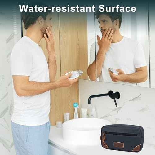 Men's Travel Toiletry Bag - Large Waterproof Organizer, 2 Zippered Pockets for Shaving/Cosmetic,Portable Bathroom Bag for Travel/Gym/Business Trips
