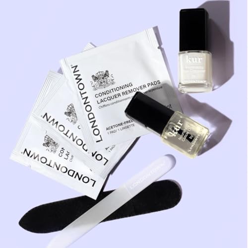 LONDONTOWN Jet Set Travel Nail Kit ? Mini Nail Concealer, Cuticle Oil, Remover Pads & Glass File for Healthy, Polished Nails On the Go, No Base or Top Coat Needed