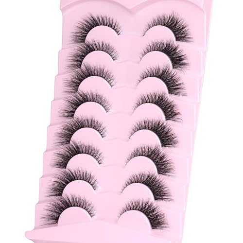 Wispy Fox Eye Lashes - Faux Mink Clear Band (8 Pairs)