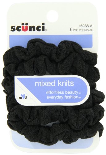 Scunci Effortless Beauty Mini Slinky Black Twisters 18, 3 Count