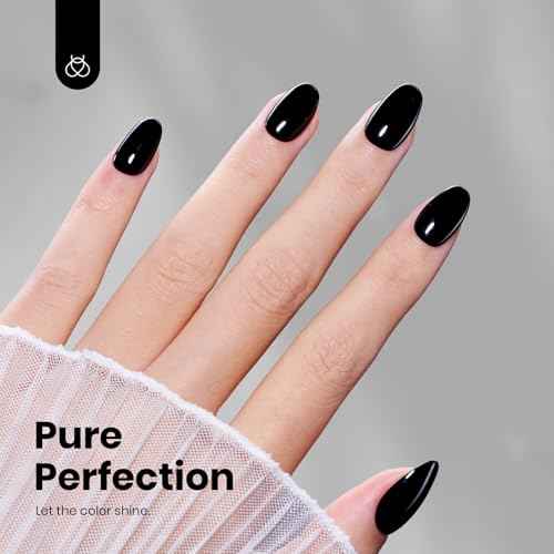 Beetles Black Winter Gel Polish 2Pcs 0.51Fl.OZ Pure Black Gel Nail Polish Set 15ml Dark Base Color Soak Off Uv Nail Lamp Art Manicure DIY Design Gift for Women Long Nights Collection