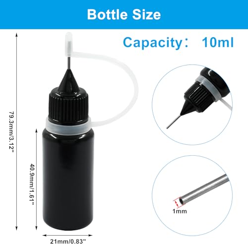 10ml Precision Tip Applicator Bottle, 10 Pack Black