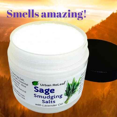 Urban ReLeaf Sage Smudging Salts with Lavender Oil ! Safe & Smokeless Smudge Cleanse Protect Bless Anointing. Fresh from USA! 100% Natural, Vegan.