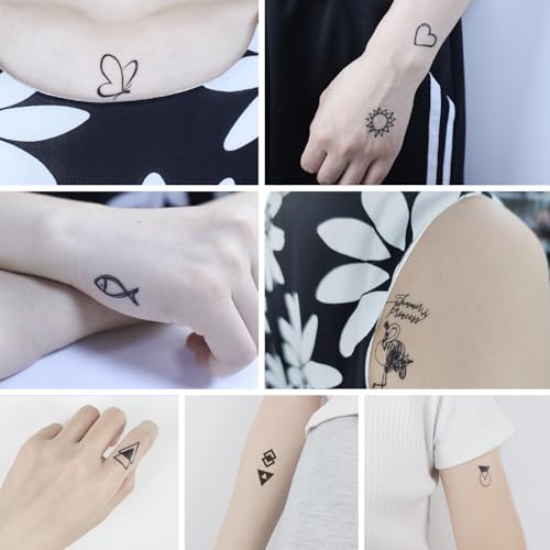 28 Sheets Minimalist Line Art Temporary Tattoos, Black