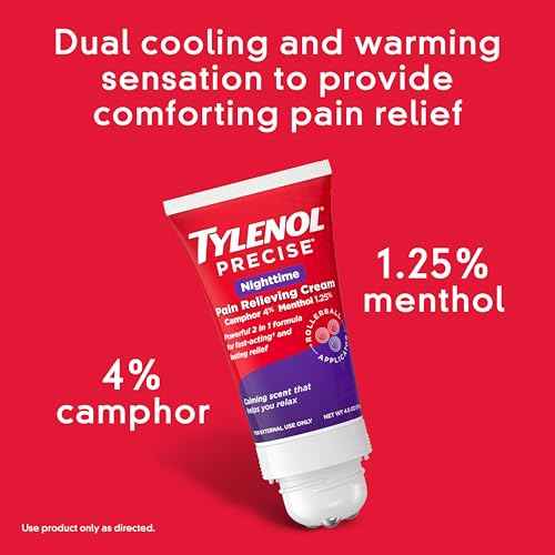 Tylenol Precise Nighttime Pain Relieving Cream, Topical Relief with 4% Camphor & 1.25% Menthol for Fast Acting & Penetrating Joint & Muscle Pain Relief, Calming Scent for Relaxation, 4 oz