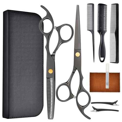 Hair Cutting Scissors Shears Kits, Professional Haircut Scissors Set with Thinning Shears, Stainless Steel Barber Scissors for Men, Women Kids Salon