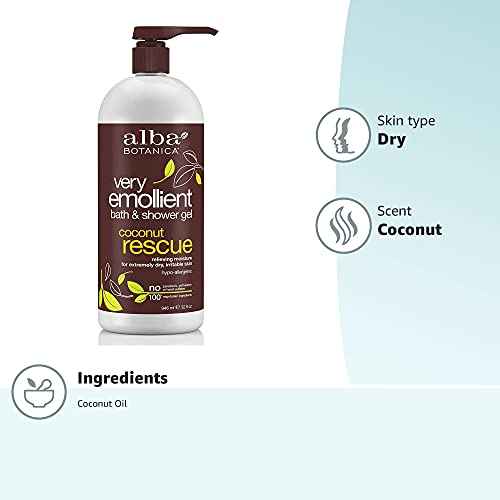 Alba Botanica Very Emollient Body Wash, Coconut Rescue, 32 Oz
