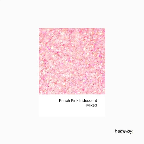 Hemway Peach Pink Iridescent Mix Glitter Chunky Multi Purpose Dust Powder Arts & Crafts Decorations Costumes Makeup Cosmetic Face Eye Body Nails Skin Hair Festival 100g